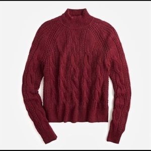 JCREW cable knit alpaca blend mock neck sweater in burgundy XL